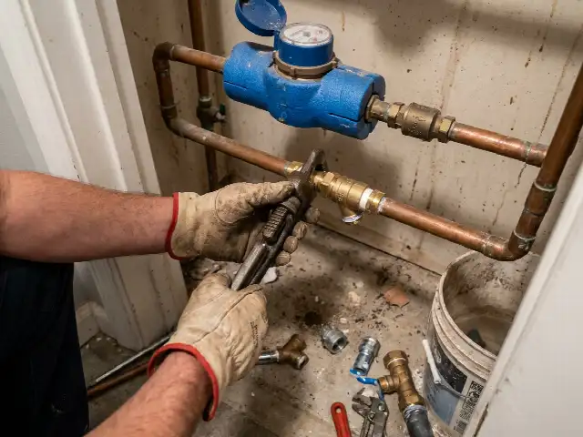 Raccordement d’un adoucisseur après le compteur d’eau et le clapet anti-retour